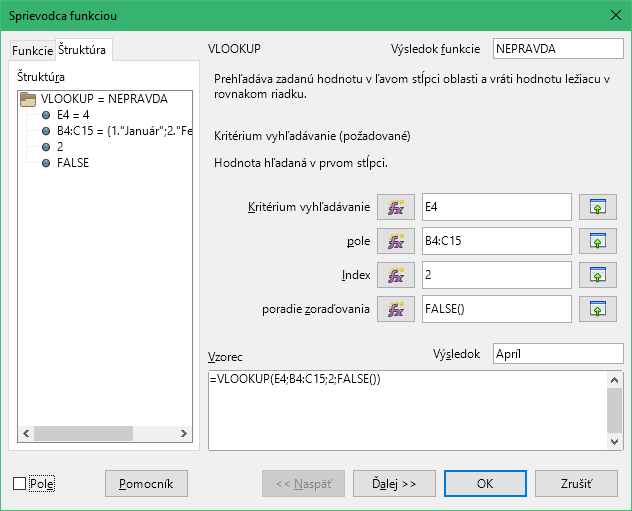 Vstupné parametre funkcie VLOOKUP vlookup1